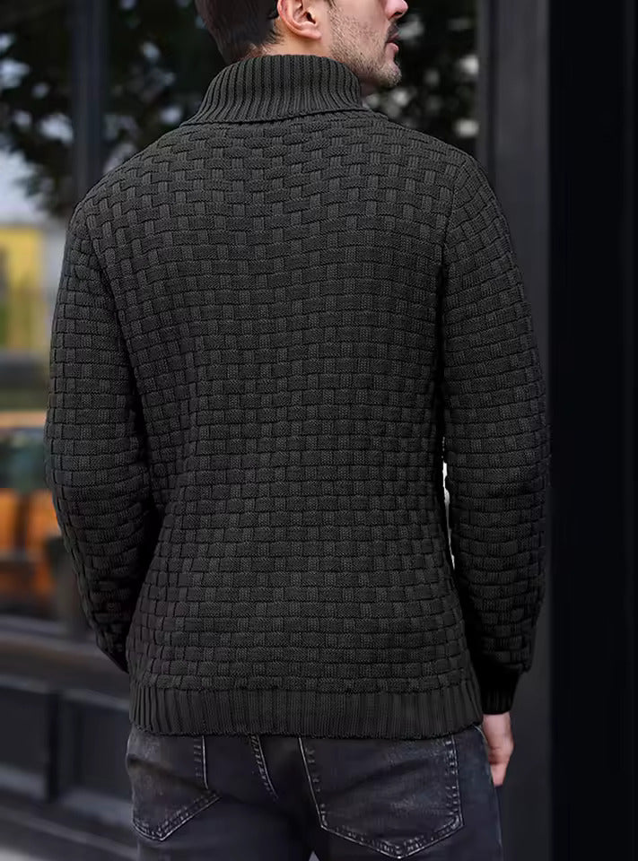 Men's Elegant Warm Knitted High Neck Sweater