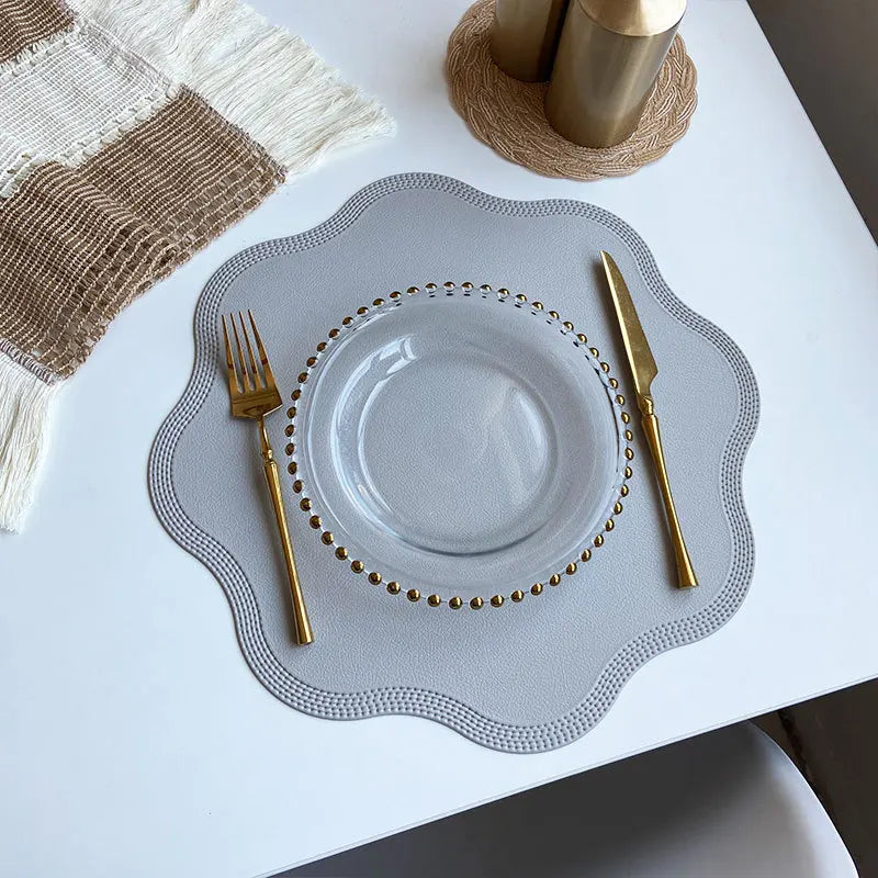Round Faux Leather Placemats Set 4 Waterproof Heat Resistant Embossed - Image 6