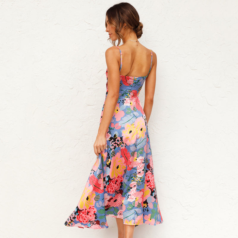 Sunny Elegance Flowery Wedding Guest Dress for Women