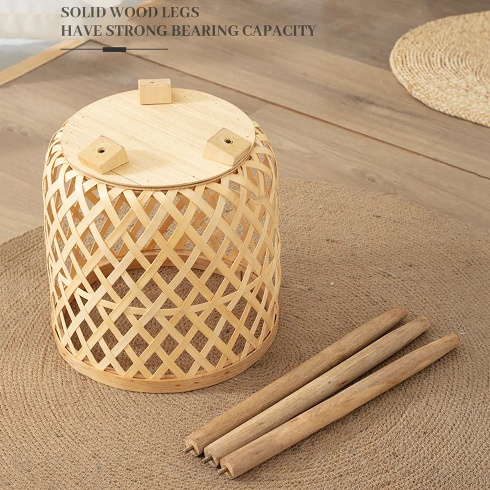 Bamboo Plant Stand Indoor Woven Flower Display Holder Boho Decor - Image 5