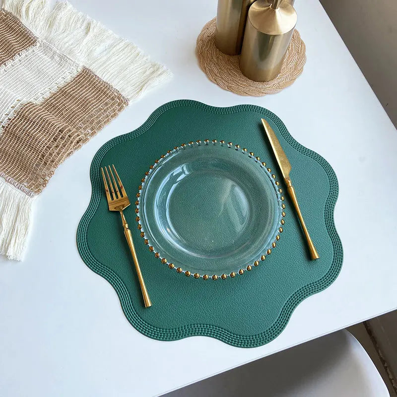 Round Faux Leather Placemats Set 4 Waterproof Heat Resistant Embossed - Image 7