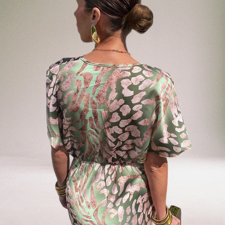 Sophisticated Twisted Flowy Long Maxi V-neck Dress for Women