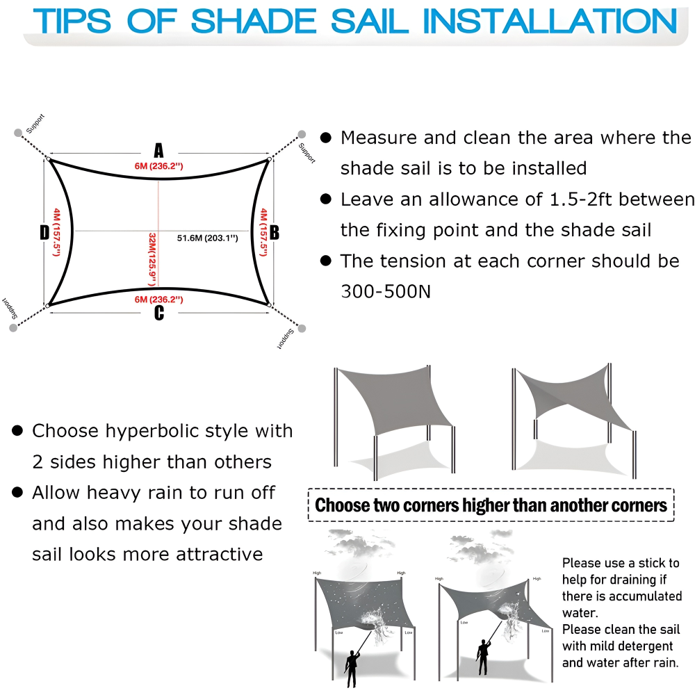 Rectangular Sun Shade Sail Waterproof - Image 8