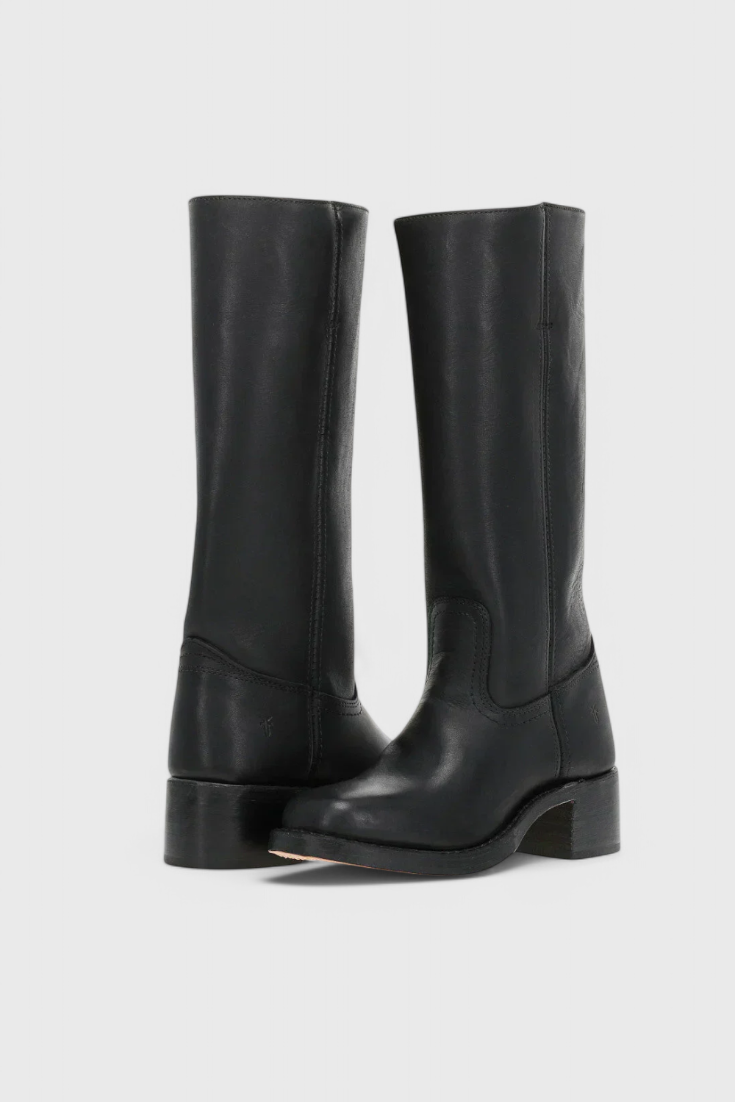 Women's classic versatile knee-high boots with a stacked heel