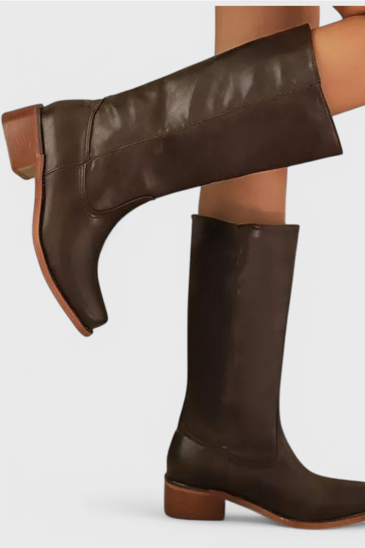 Elegant Water-resistant Leather Knee-High Boots for Women