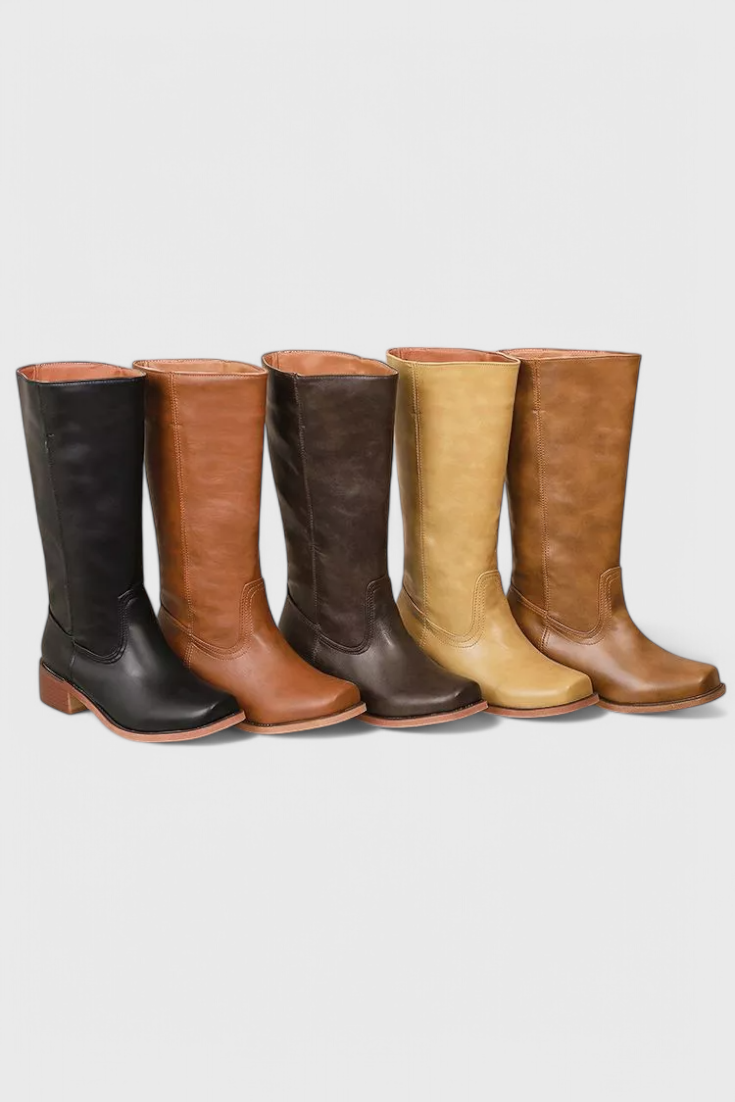 Elegant Water-resistant Leather Knee-High Boots for Women