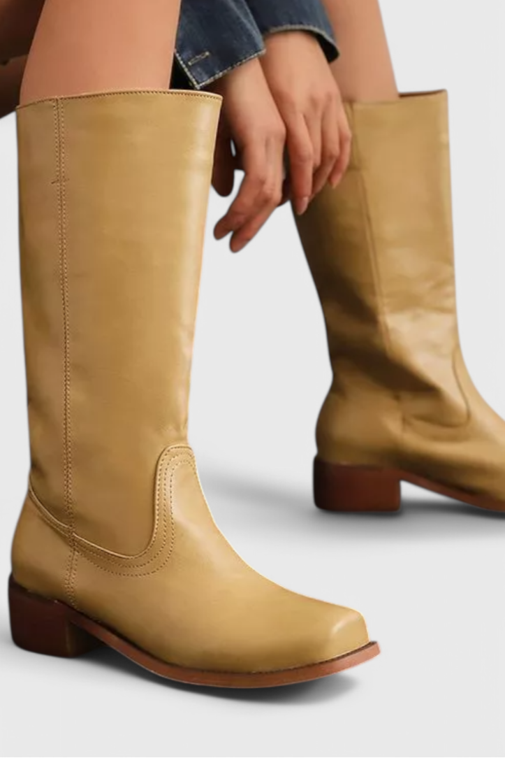 Elegant Water-resistant Leather Knee-High Boots for Women