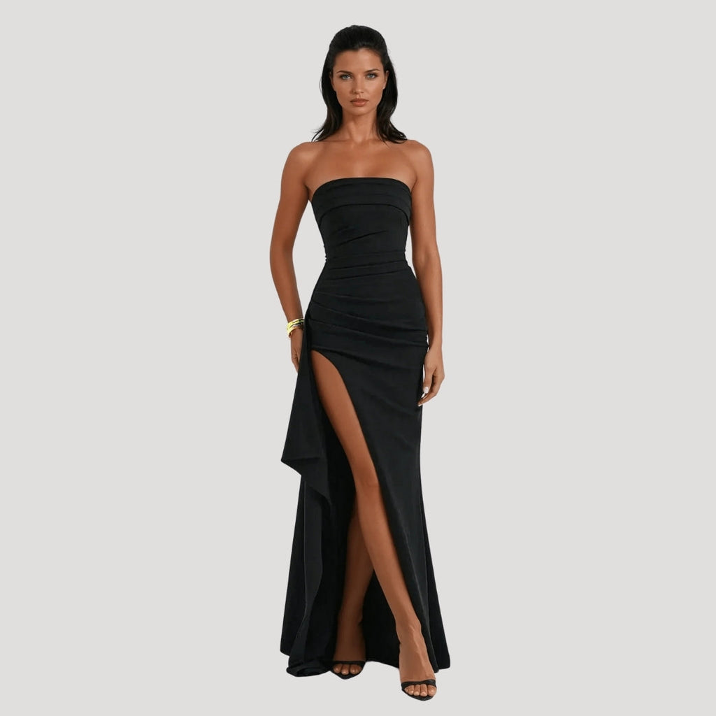 Versatile Strapless Maxi Wedding Guest Dress for Women