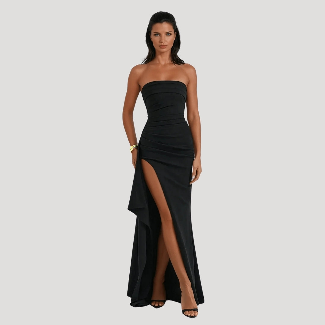 Versatile Strapless Maxi Wedding Guest Dress for Women