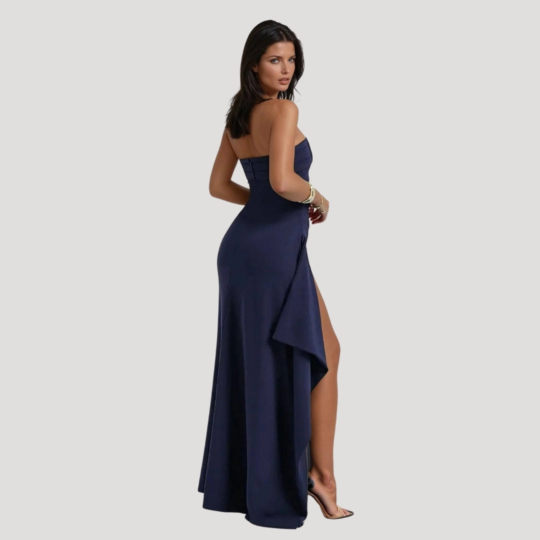 Versatile Strapless Maxi Wedding Guest Dress for Women