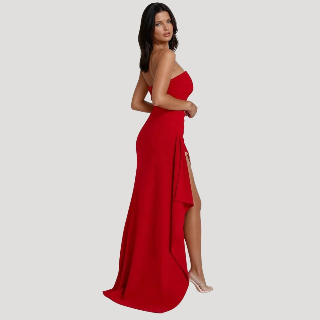 Versatile Strapless Maxi Wedding Guest Dress for Women
