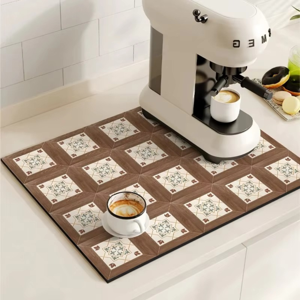 Retro Tile Design Absorbent Coffee Mat - Image 7