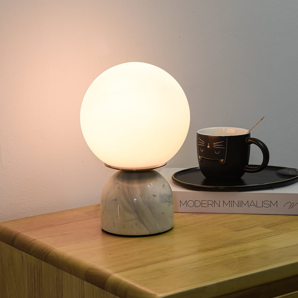 Marble Table Lamp Modern Globe Bedside Minimalist Bedroom - Image 3
