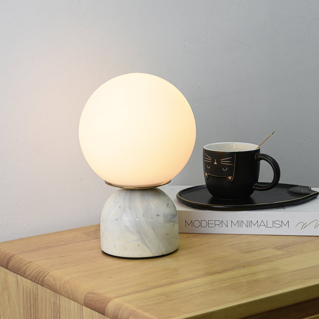 Marble Table Lamp Modern Globe Bedside Minimalist Bedroom - Image 2