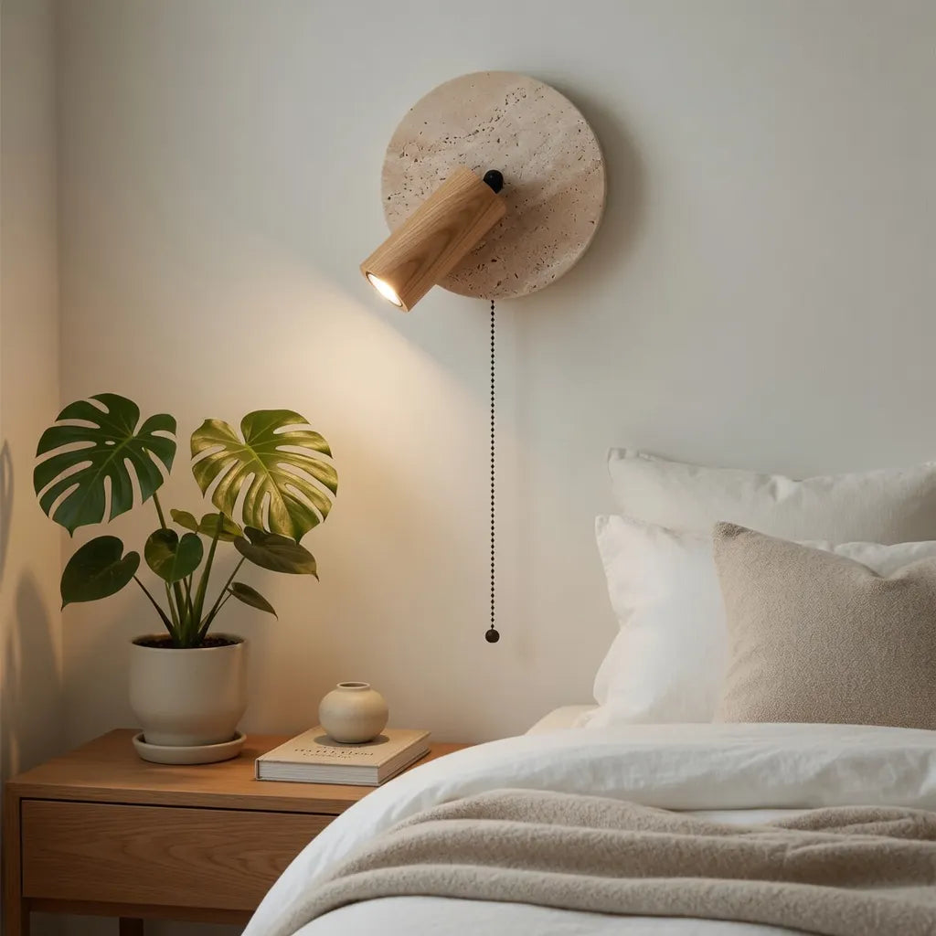 Modern Travertine Wood Wall Sconce Adjustable - Image 10