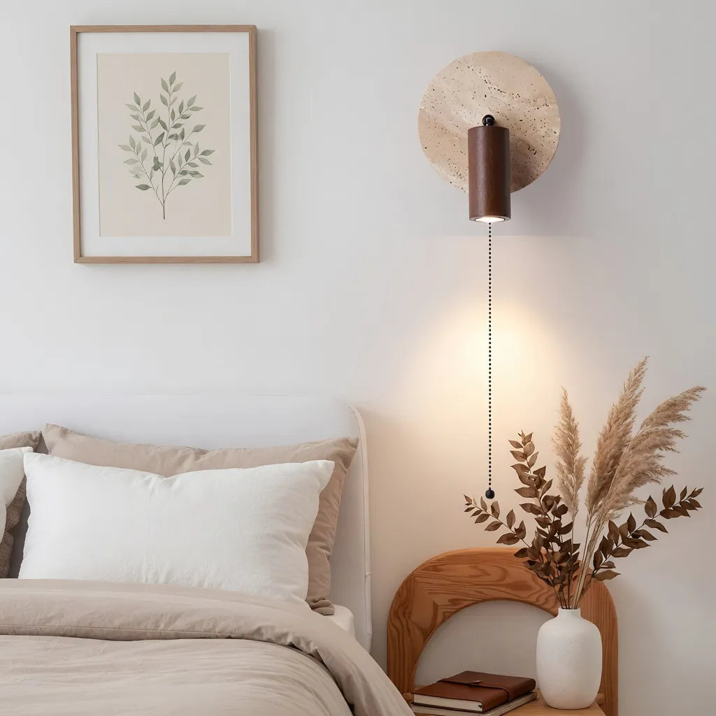 Modern Travertine Wood Wall Sconce Adjustable - Image 11