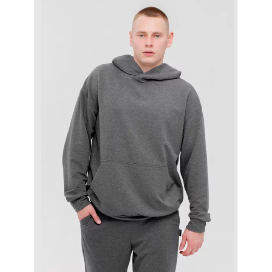 Men's Casual Oversized Warm Tracksuit with Hood and Adjustable Drawstring Pants