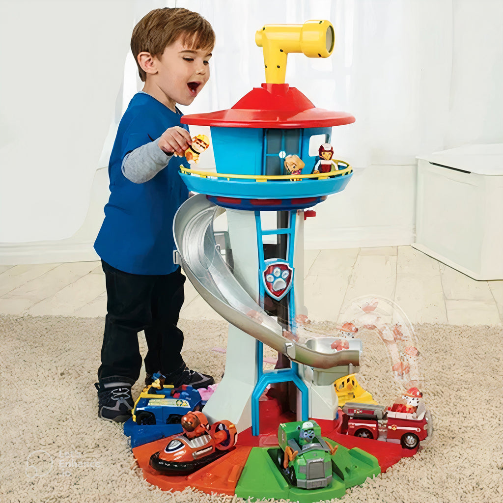 Interactive Colorful Car Track Tower with Ramp and 4 Toy Cars for Kids