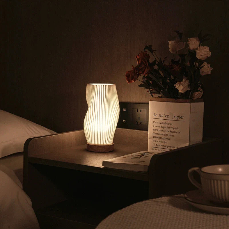 Modern Table Lamp Dimmable USB Wave Shaped Bedside Decor - Image 11