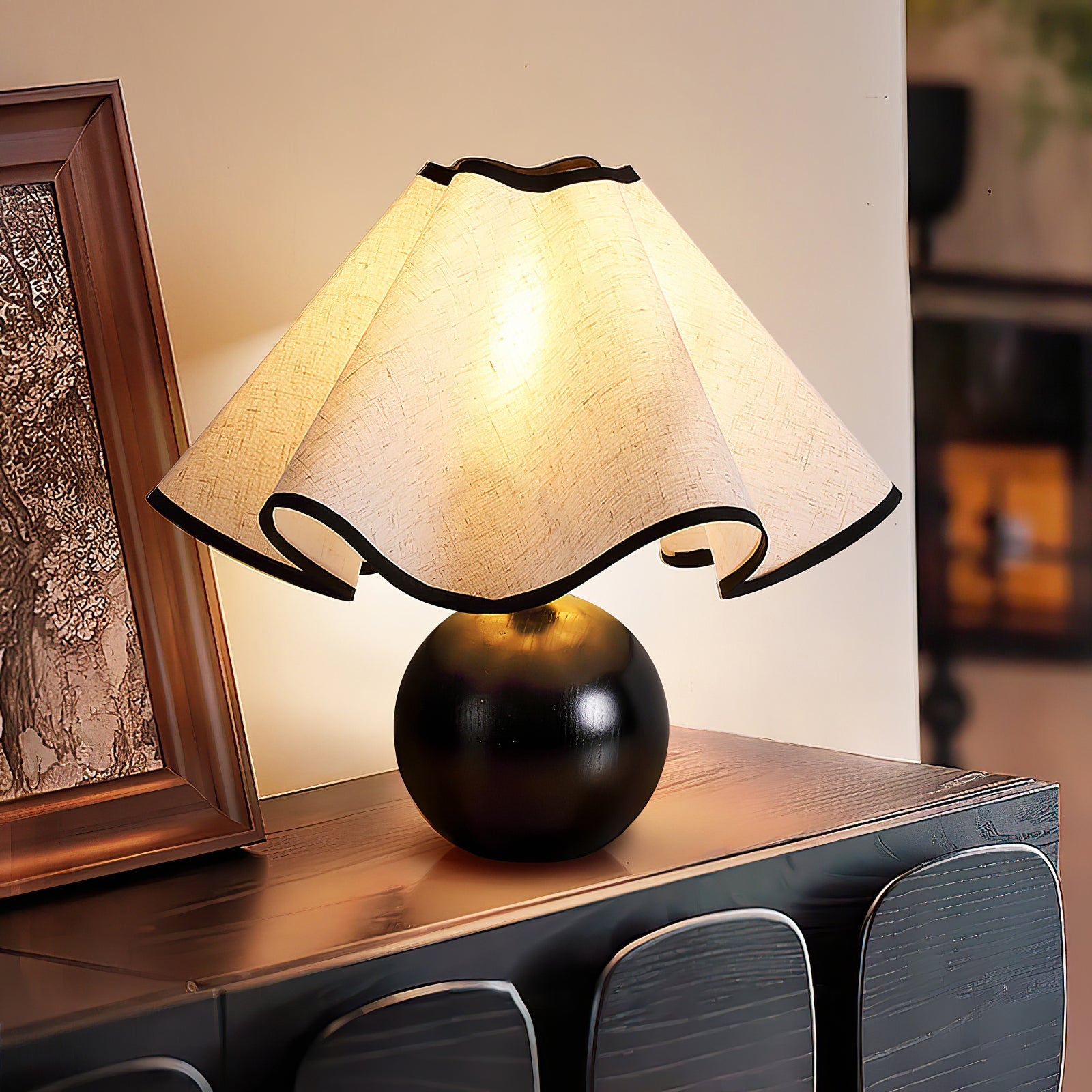 Modern Table Lamp Wood Base Linen Shade Bedside Decor - Image 18