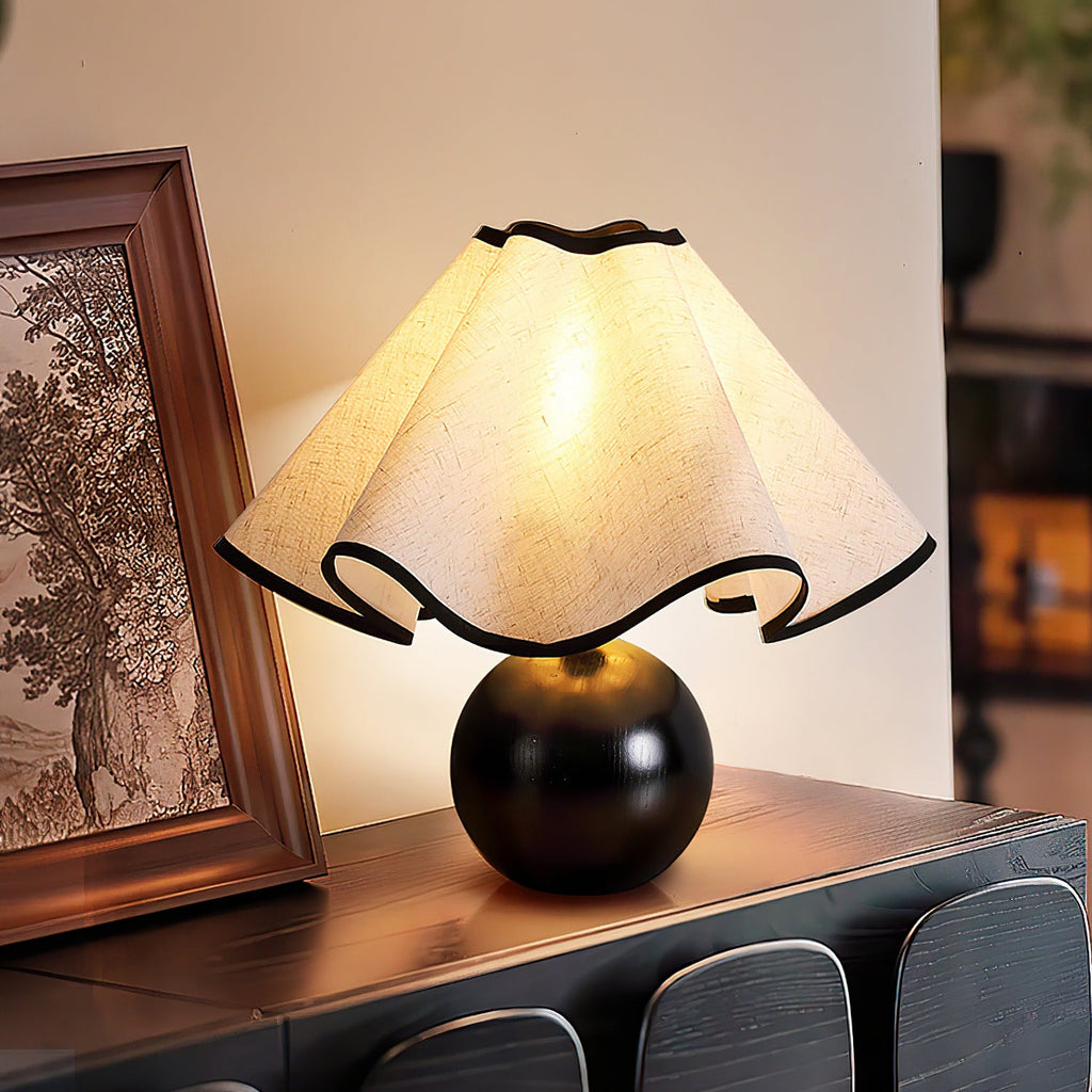 Modern Table Lamp Wood Base Linen Shade Bedside Decor - Image 15