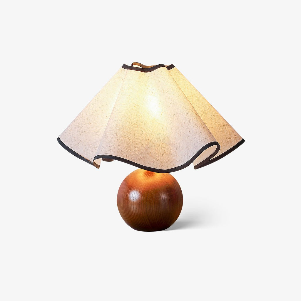 Modern Table Lamp Wood Base Linen Shade Bedside Decor