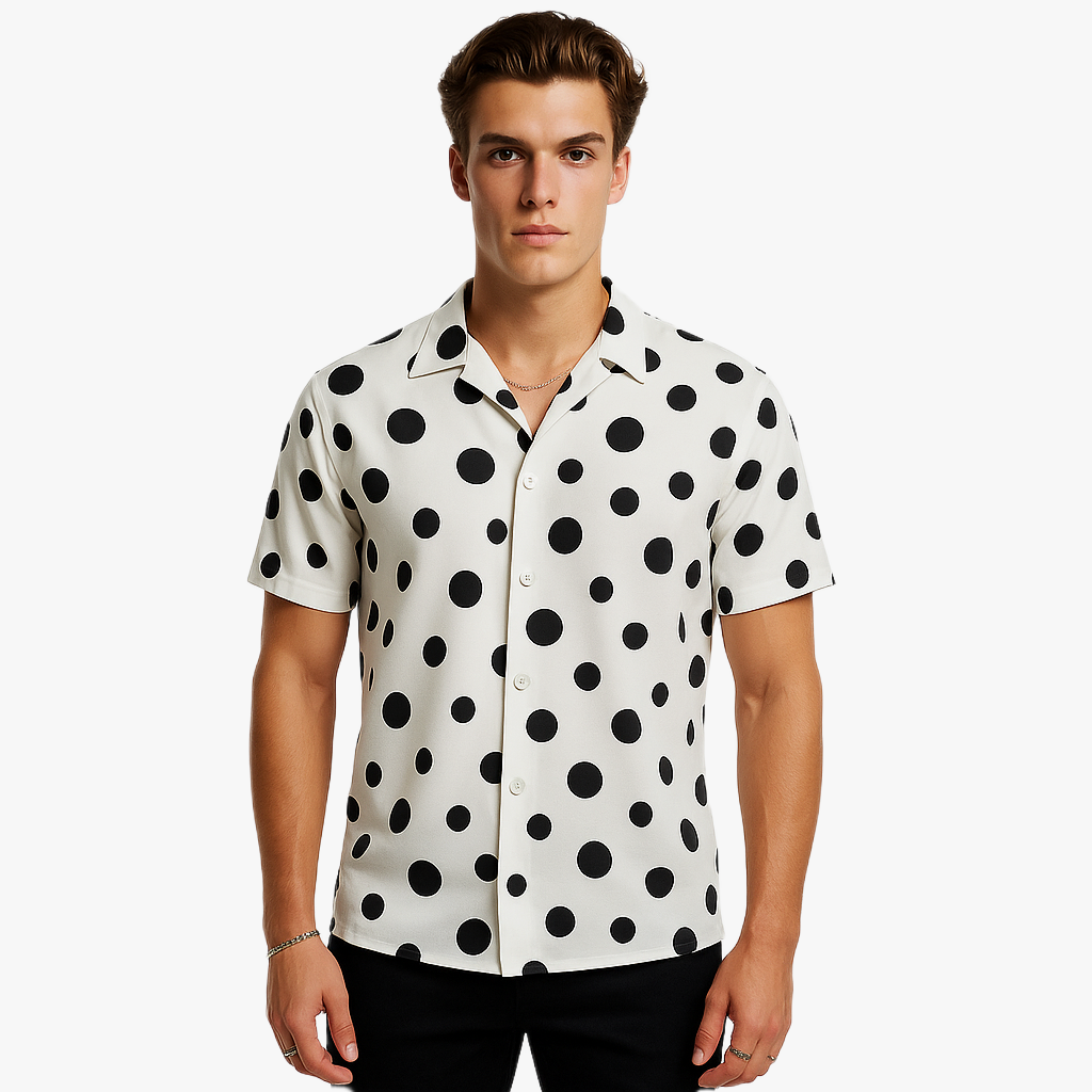 Classic Polka Dot Men's Shirt for Smart Casual Wear