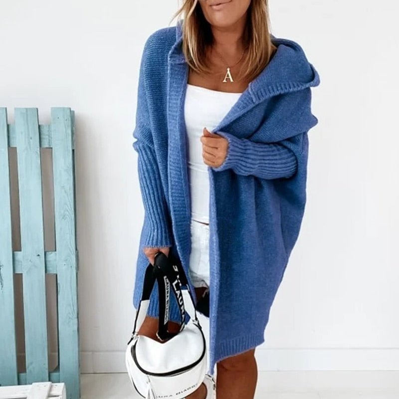 Women's Winter Open-Front Long Oversized Hooded Cardigan