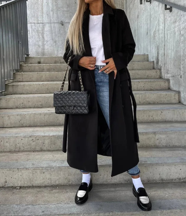 Women's Fashion Winter Warm Waist-Belted Long Coat