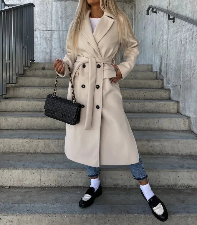 Women's Fashion Winter Warm Waist-Belted Long Coat
