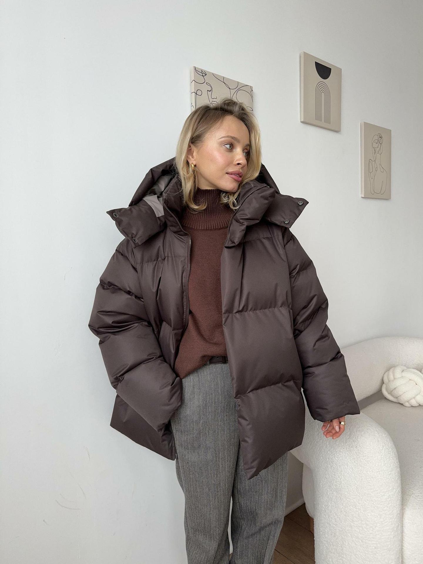 Women's Long Water- Resistant Winter Puffer Coat with Visible Snap-Style Fasteners