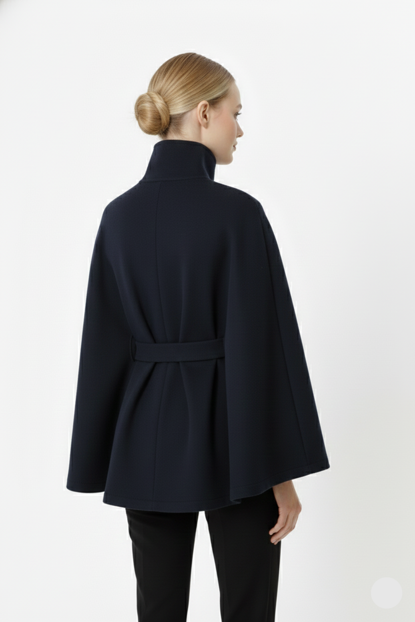 Women's Timeless High Neck Coat with Removable Belt & Relaxed Fit