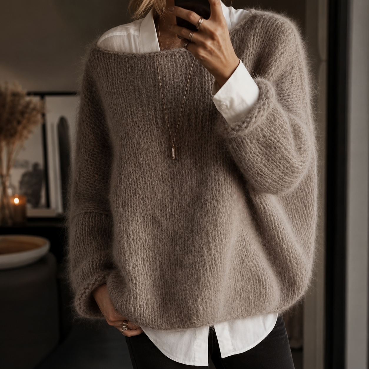 Women's Smart-casual Knitted Warm Fluffy Sweater