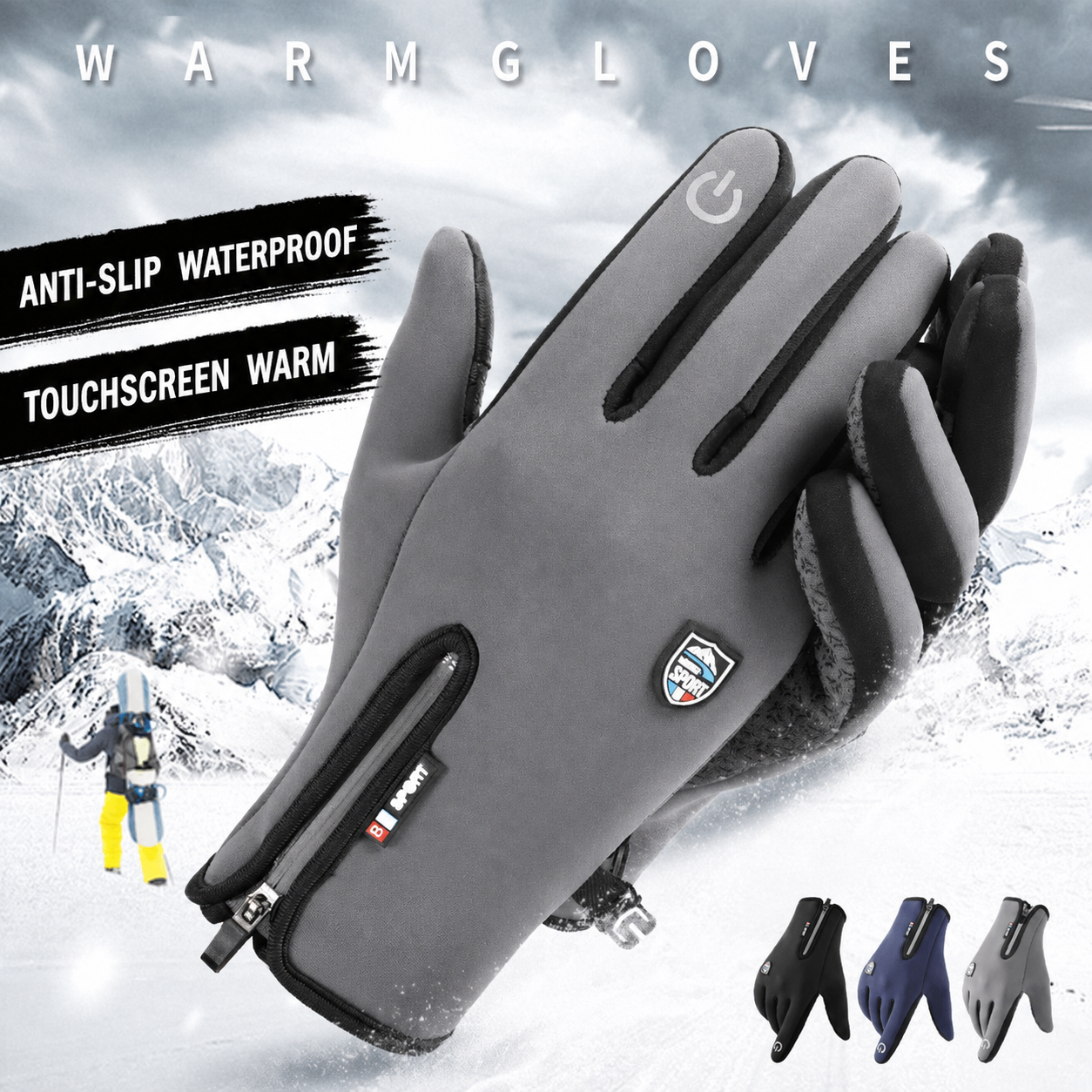 Waterproof Touchscreen Winter Gloves Thermal Zipper Windproof Cycling - Image 6