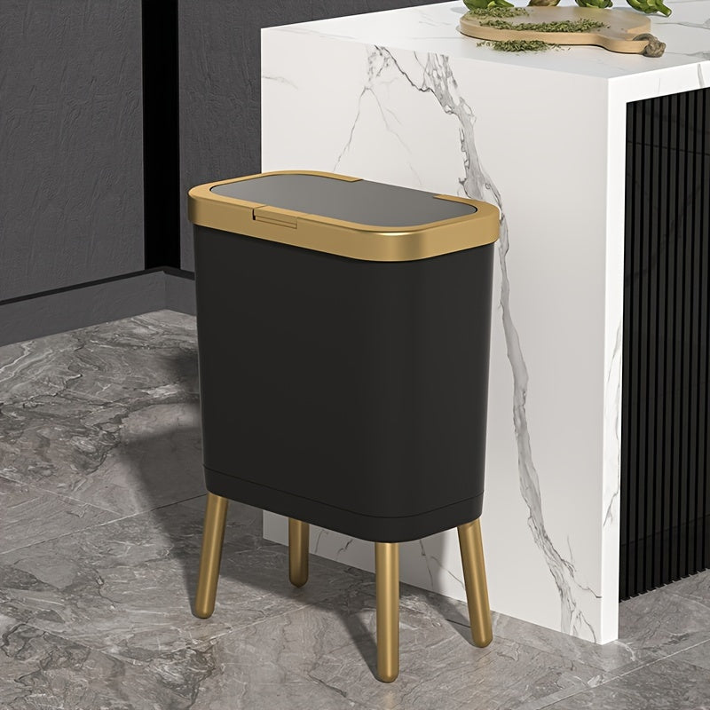 Kitchen Trash Can Lid 15L Slim Modern Odor Sealing Elevated Legs - Image 14
