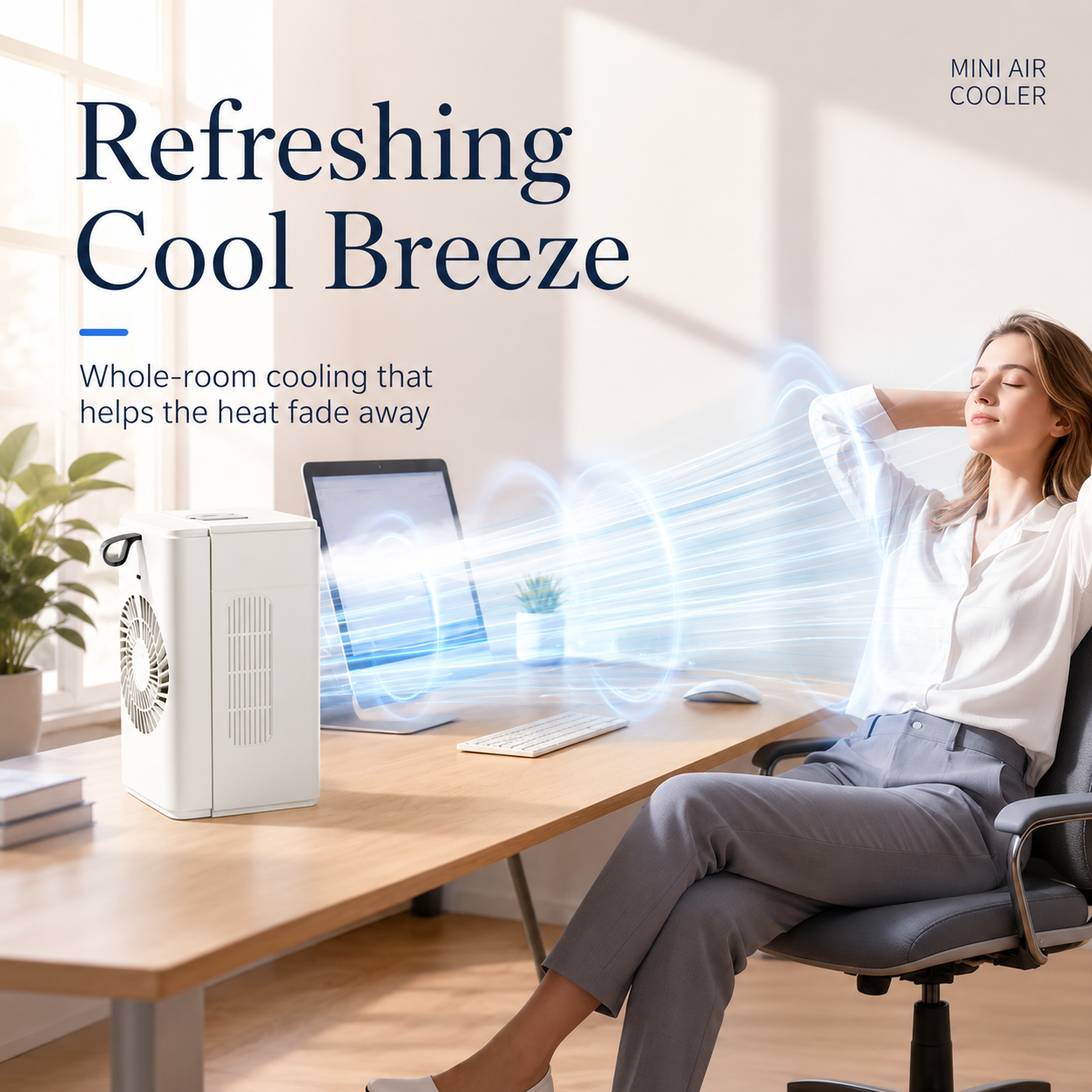 Mini Desktop Air Cooler Fan - Portable Mist Cooling Fan with 370mL Water Tank & Touch Display