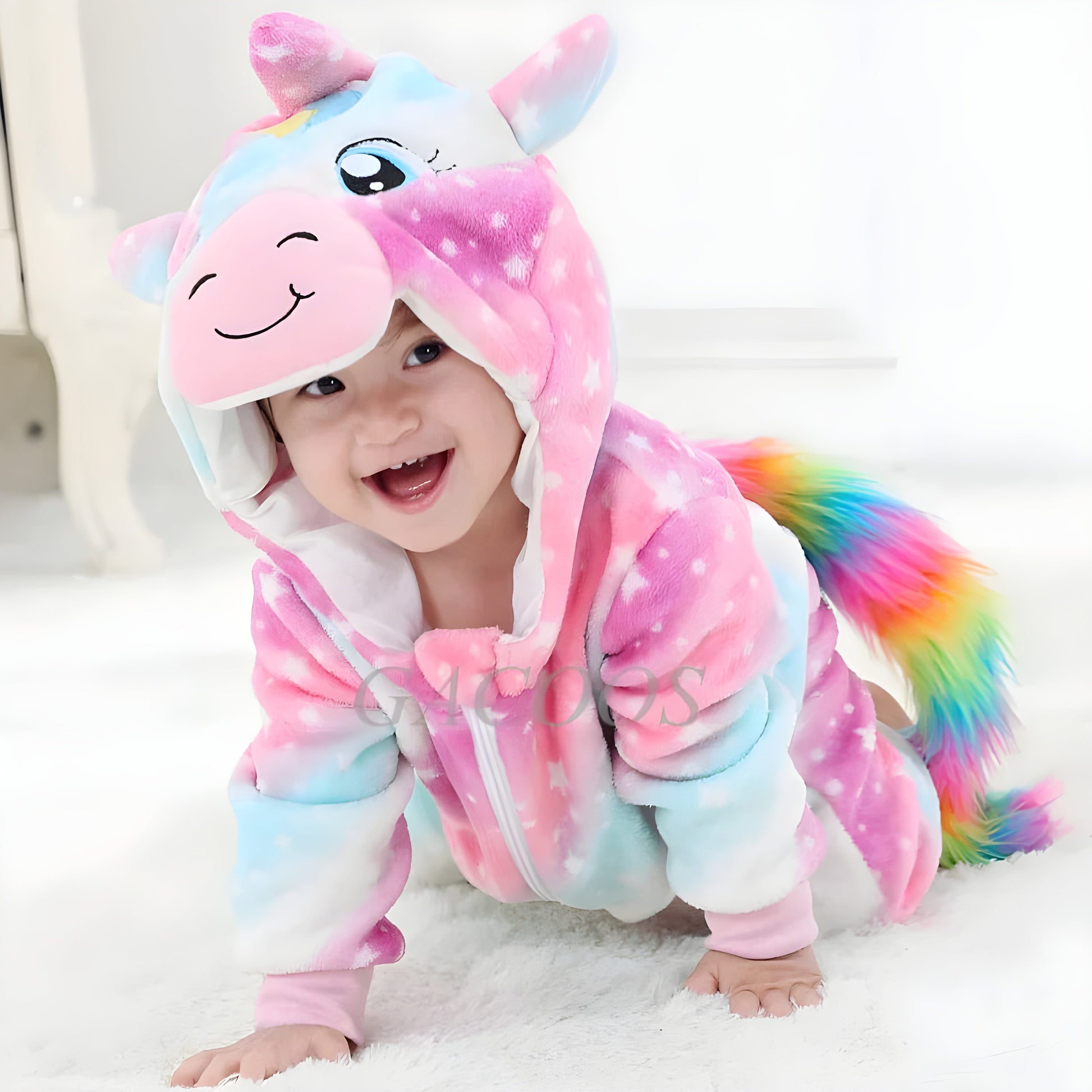 Adorable Cozy Plush Animal Baby Hooded Romper