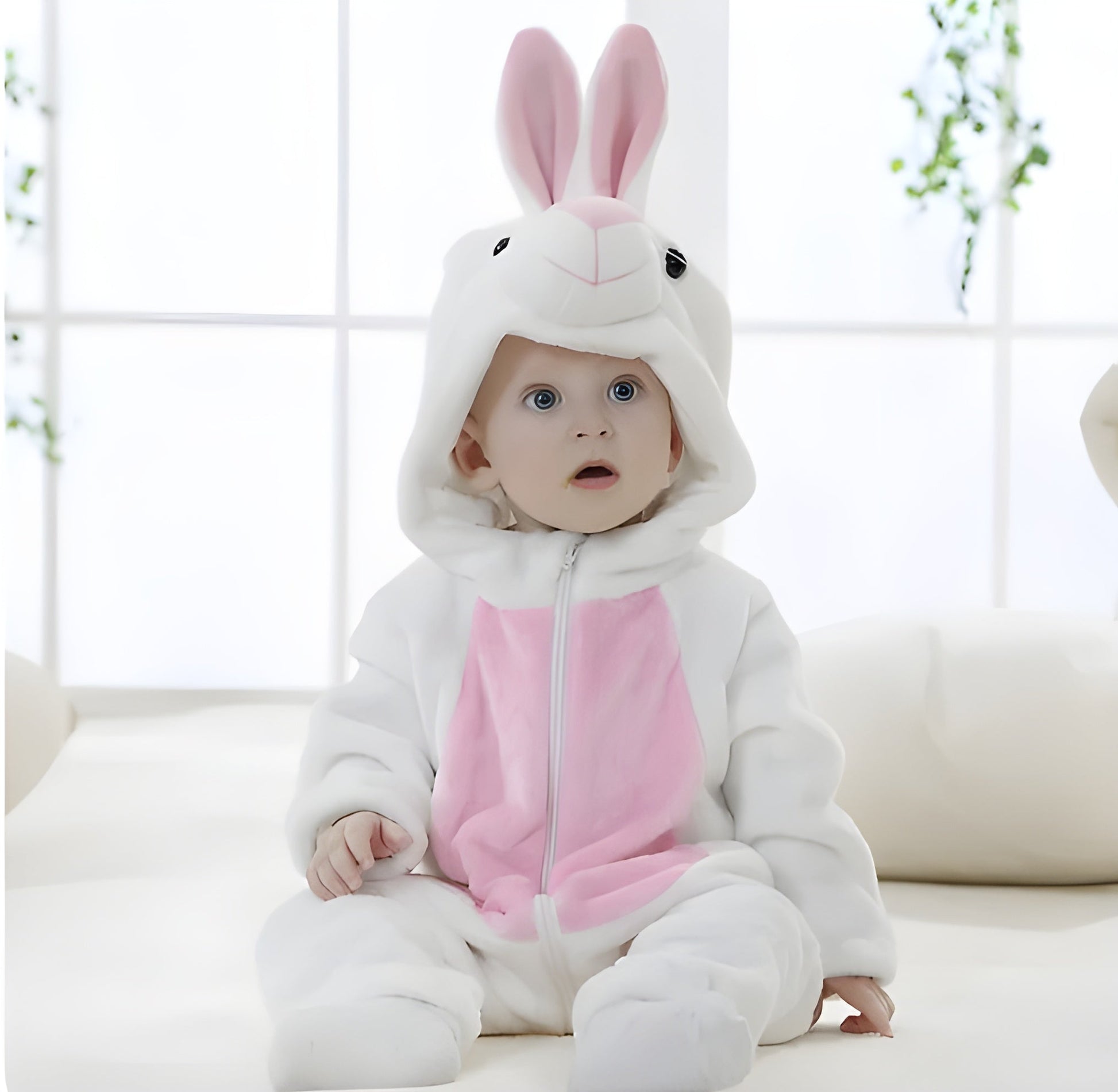 Adorable Cozy Plush Animal Baby Hooded Romper