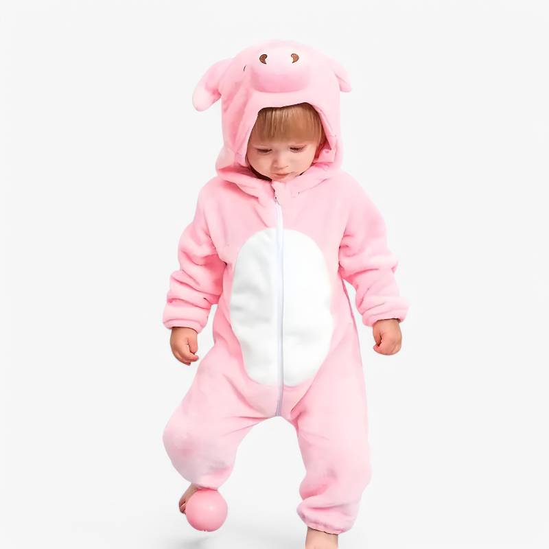 Adorable Cozy Plush Animal Baby Hooded Romper