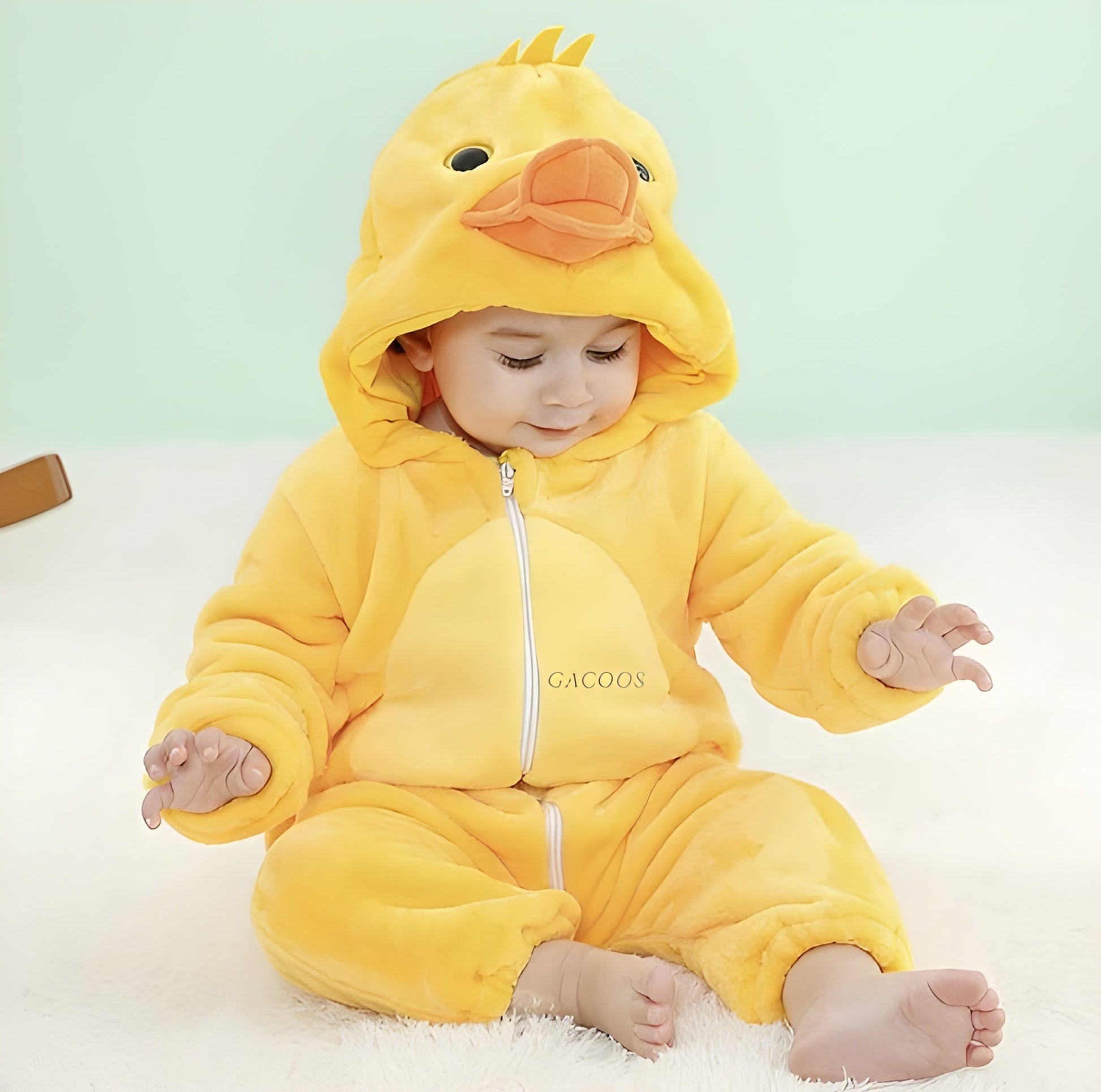 Adorable Cozy Plush Animal Baby Hooded Romper