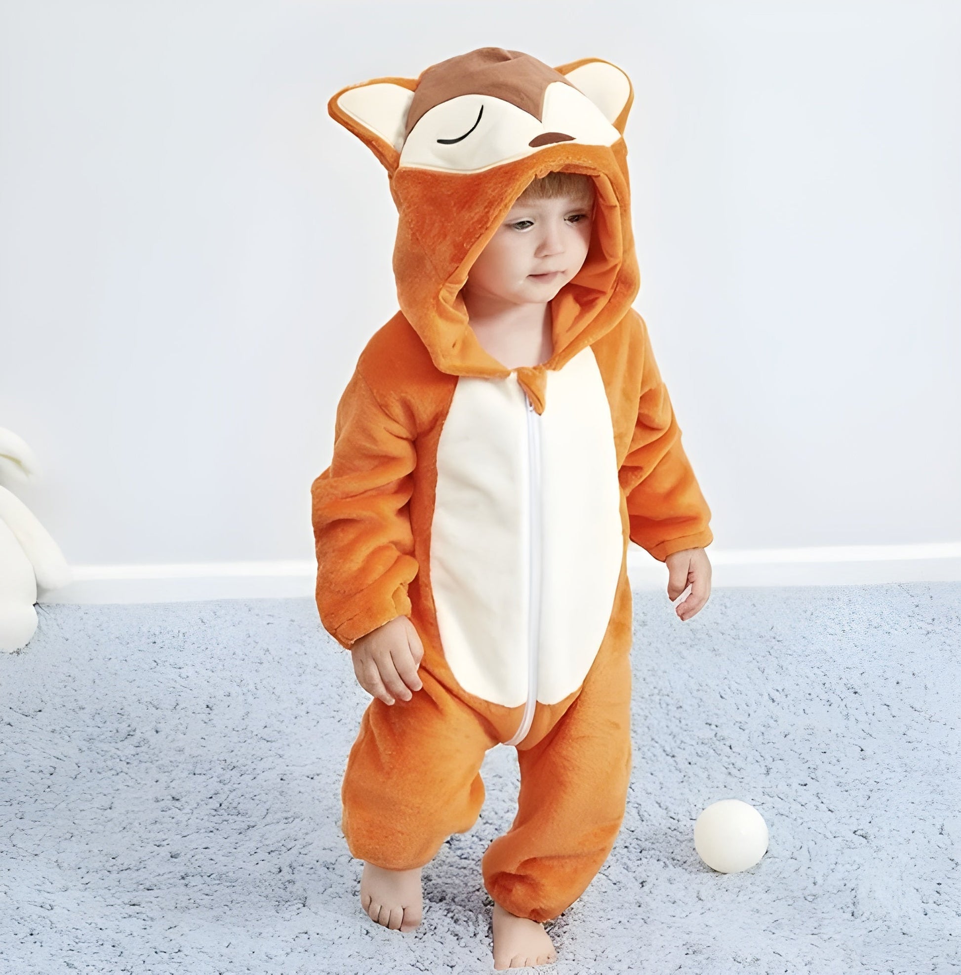 Adorable Cozy Plush Animal Baby Hooded Romper
