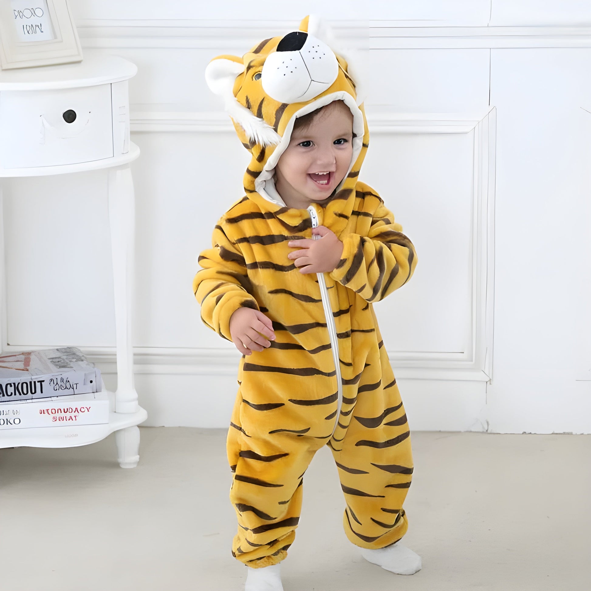 Adorable Cozy Plush Animal Baby Hooded Romper