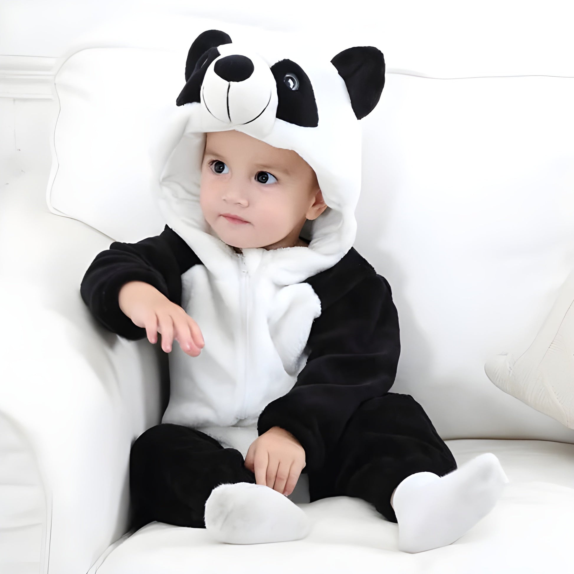 Adorable Cozy Plush Animal Baby Hooded Romper