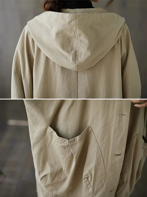 Women's Practical Hooded Long Trench Coat for Cold and Rainy Weather