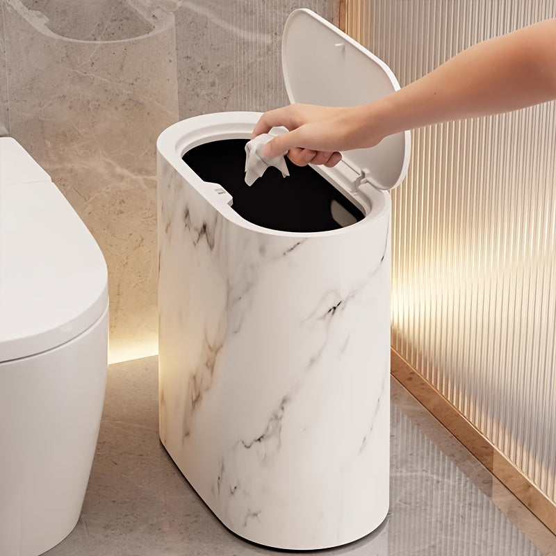 Bathroom Trash Can Lid Marble Modern Small Kitchen Bin - Image 3