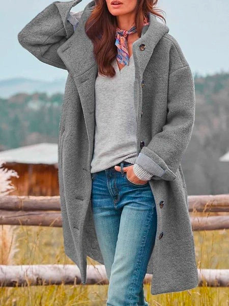 Women's Versatile Chic Warm Button Long Coat