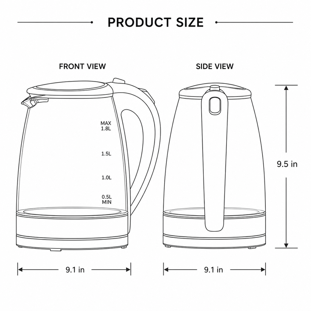 1.8L Electric Glass Kettle with LED Illumination