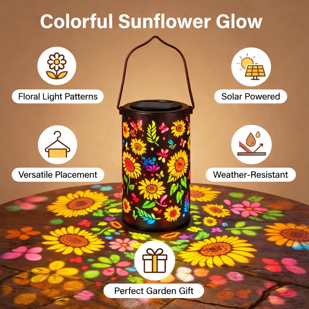 Solar Sunflower Garden Light Waterproof Outdoor Lantern Warm Glow Patio Decor - Image 3