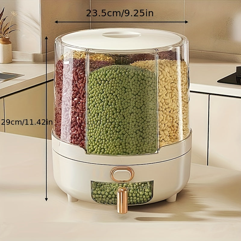 Airtight Food Storage Container Rotating Rice Cereal Pantry Dispenser - Image 6