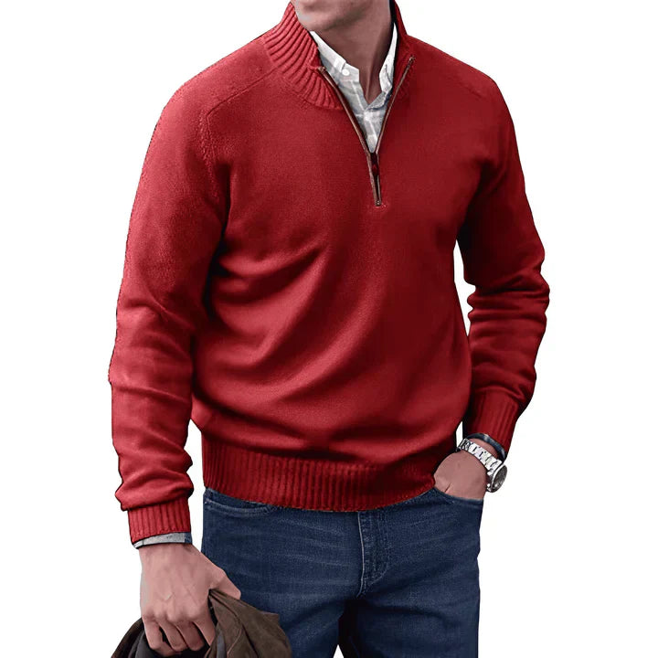 Men's Classic Long Sleeves Quarter Zipper Up Sweater